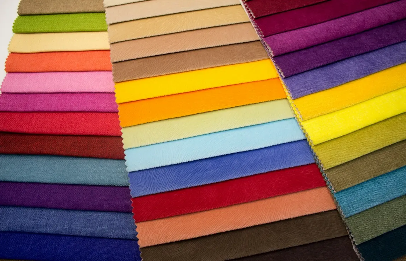 Upholstery fabric swatches and a fabric label