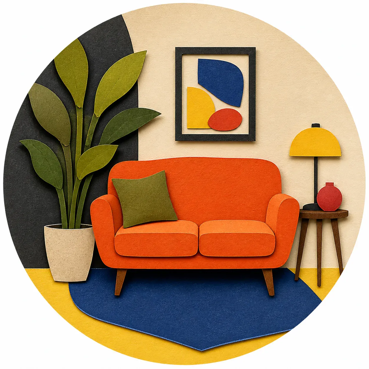 Cut-paper collage representing small spaces