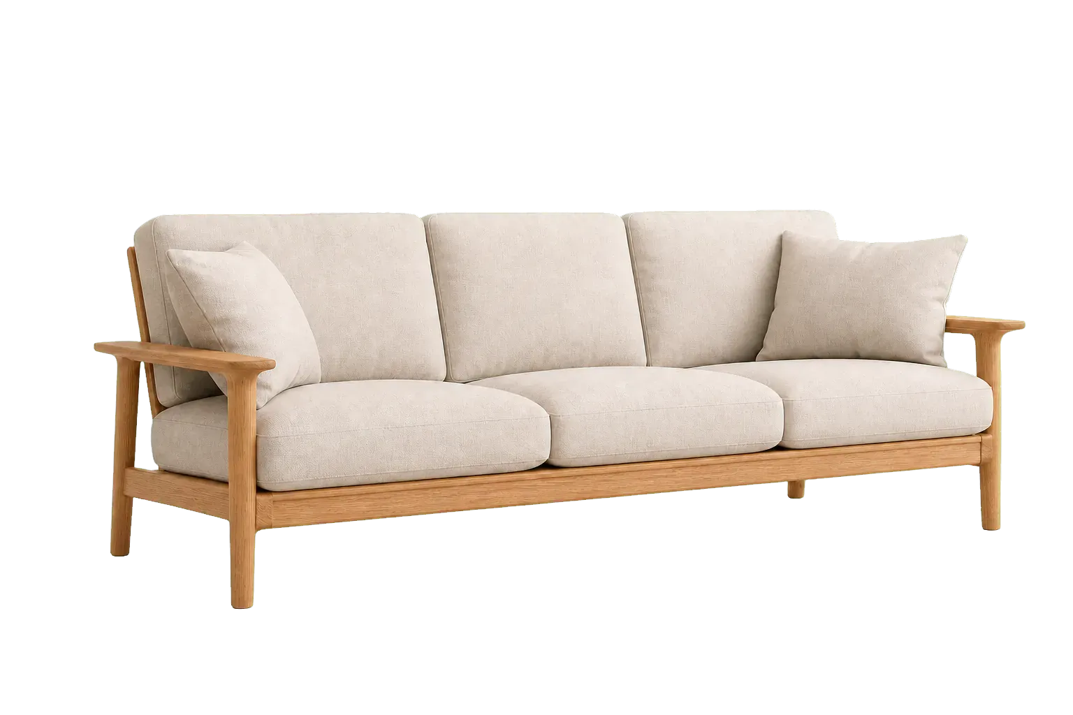 Editorial rendering representing solid wood sofas